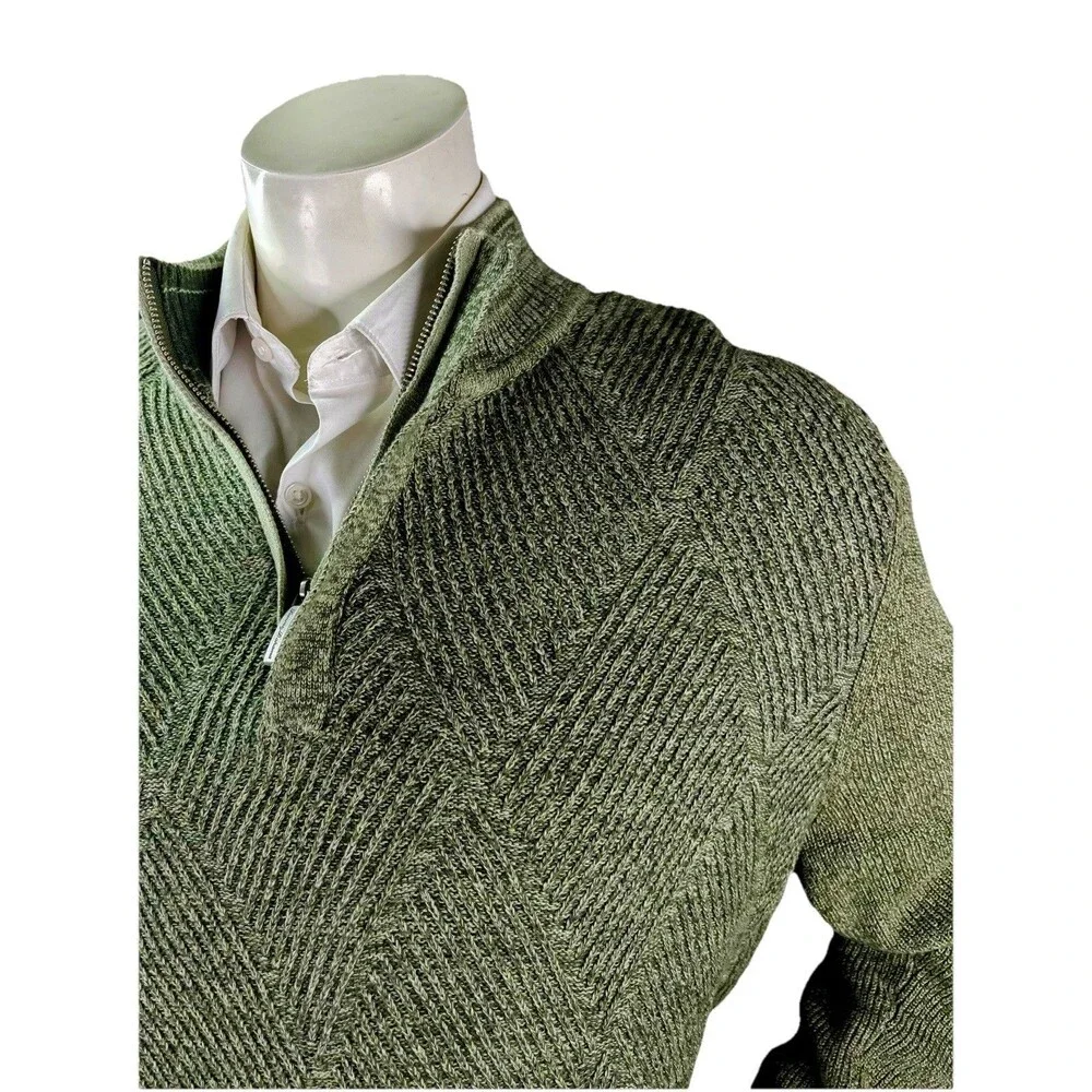 Tommy Bahama Sweater Mens XL Green Long Sleeve 1/4 Zip Pima Cotton Light Weight